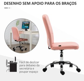 Cadeira de Escritório operativa Giratória de Couro Sintético com Altura Ajustável Moderno Carga 120 kg 45x59x100 cm Rosa