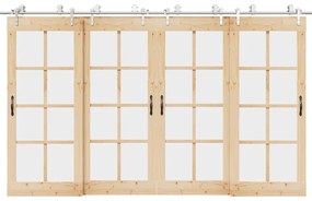 Kit ferragens p/ porta deslizante 366cm aço inoxidável prateado