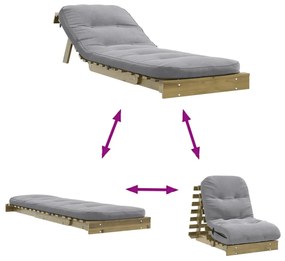 Sofá-cama futon c/ colchão 70x206x11cm madeira pinho impregnada