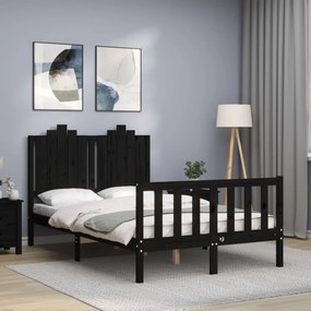 Estrutura de cama de casal c/ cabeceira madeira maciça preto