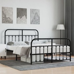 Estrutura de cama com cabeceira e pés 140x200 cm metal preto