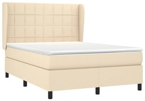 Cama com molas/colchão 140x190 cm tecido cor creme