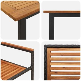 Conjunto de Jantar para Jardim 7 pcs Preto 200 x 90 x 75 cm