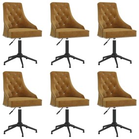 vidaXL Cadeiras de jantar giratórias 6 pcs veludo castanho