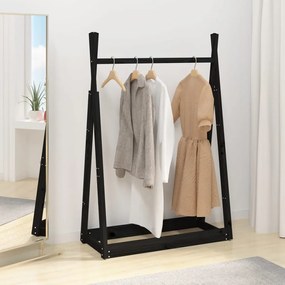 vidaXL Suporte para roupas 100x45x150 cm madeira pinho maciça preto