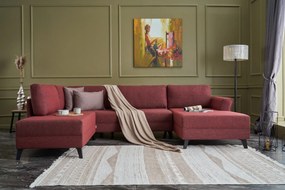 Sofá-Cama de Canto Eris – Vermelho Claret – 300 x 78 x 202 cm