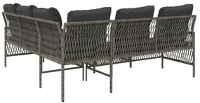 2 pcs conjunto sofás de jardim c/ almofadões vime PE cinzento