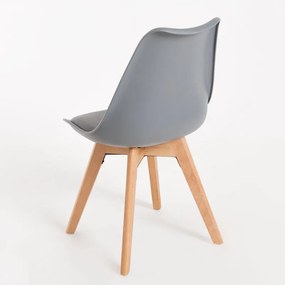 Cadeira Lena com Assento Almofadado - Cinzento - Design Nórdico