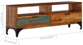 Móvel de TV 118x35x45 cm madeira recuperada maciça