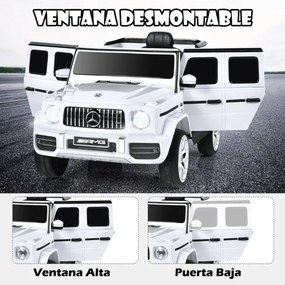 Carro elétrico infantil 12V com 2 portas, música, comando à distância, buzina, luzes LED e cinto de segurança para crianças de 3 a 8 anos, branco