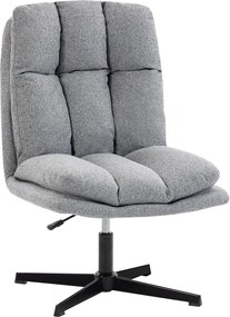 Poltrona de Sala Poltrona Giratória 360° Poltrona Relax com Altura Ajustável Assento Largo 63x75x92-102 cm Cinza Claro