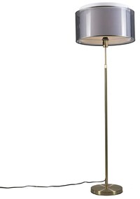 Candeeiro de pé dourado/latão com abajur preto/branco 47 cm - Parte Design,Moderno