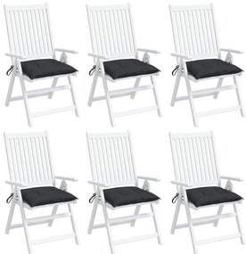 Almofadões de cadeira 6 pcs 50x50x7 cm tecido oxford preto