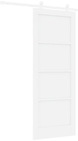 Porta Deslizante com Conjunto de Engrenagem Branca 78x202 cm Madeira M