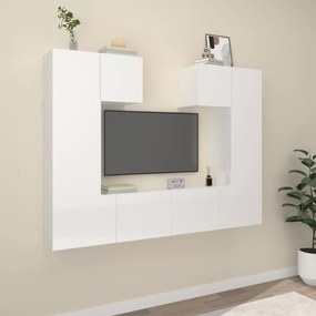 vidaXL 6 pcs conjunto móveis de TV madeira processada branco brilhante
