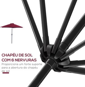 Chapéu de Sol de Jardim Ø270x235cm Chapéu de Sol de Alumínio Reclináve