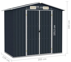 Abrigo de jardim 205x129x183 cm aço galvanizado antracite