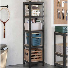 Estante arrumação 5 prateleiras cozinha, garagem 37 x 37 x 150 cm cinzento-preto