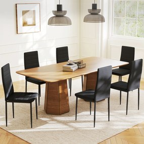 Conjunto de 6 Cadeiras de Sala de Jantar Estofadas em Linho com Pernas em Metal (MESA NÃO INCLUÍDA)  Cadeiras Modernas para Cozinha Quarto Suporta até