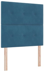 Cama Box Spring com Colchão &amp; Banco Azul Escuro 90x200 cm Veludo