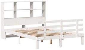 Cama com estante sem colchão 160x200 cm pinho maciço branco