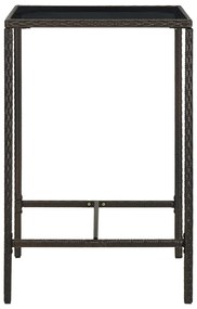 3 pcs conjunto de bar p/ jardim vime PE castanho