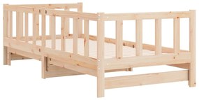 Sofá-cama de puxar 2x(80x200) cm madeira de pinho maciça