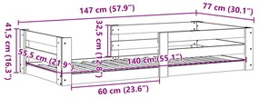 Cama sem colchão 70x140 cm madeira de pinho maciça