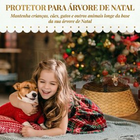 Saia para Árvore de Natal Rústica com Design Entrançado e Cobre-pé Ø68x22 cm Natural