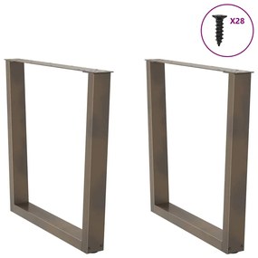 Pés para mesa de jantar em formato de V, 2 peças, aço natural, 80x(72-