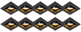 Conjunto de 10 focos embutidos pretos ajustáveis - Qure