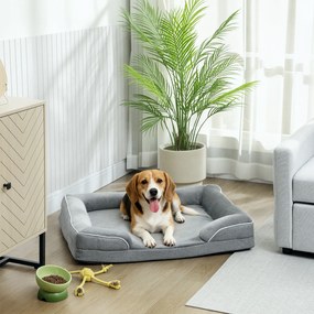 Cama para Cães com Base Antiderrapante Capa Lavável 91,5x68,5x16,5 cm Cinza