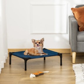 PawHut Cama para Animais de Estimação Cama Elevada para Cães Gatos Portátil Tecido Transpirável para Exterior Interior 64x46x18cm Azul