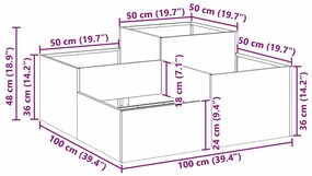 Plantadeira para Jardim vidaXL 100x100x48 cm Verde-azeitona Aço