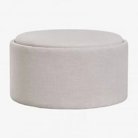 Pufe Redondo Estofado Berkeleni Com Bandeja E Armazenamento Ø80 Cm & Linho Beige Creme - Sklum