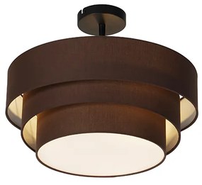Candeeiro de teto moderno castanho 45 cm 3-luzes - Drum Trio Moderno