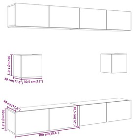 Conjunto de armário TV parede 6 pcs madeira carvalho artisiano