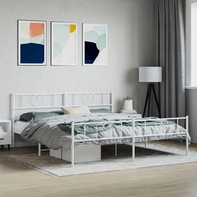 vidaXL Estrutura de cama com cabeceira e pés 180x200 cm metal branco