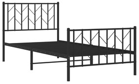 Estrutura de cama com cabeceira e pés 90x200 cm metal preto