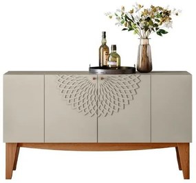 Aparador JADE – 136x39,5x77,4 cm – MDP Casca de Ovo e Cedro com 4 Port