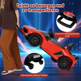Carro elétrico Lamborghini 12V para crianças com controlo remoto 2,4G e faróis LED 3 a 5km/h Vermelho