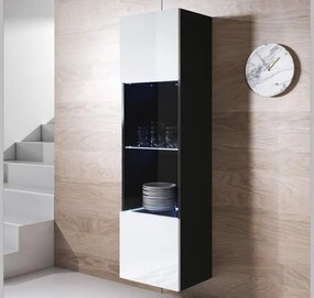 Vitrine de Parede Granada – 40x165 cm – Preto e Branco com LED Azul