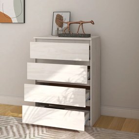 Armário de apoio pinho maciço 60x36x84 cm branco