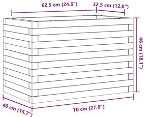 Vaso/floreira de jardim 70x40x46 cm madeira pinho maciça branco