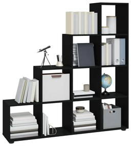 Estante escada/prateleira derivados de madeira 142 cm preto