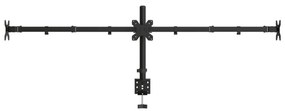 Suporte triplo para monitor VESA 75/100 mm aço preto