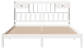 Cama com estante sem colchão 200x200 cm pinho maciço branco