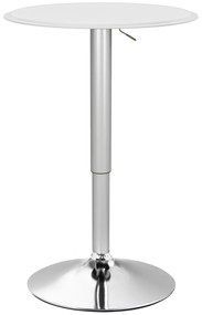 Mesa de Bar com Altura Ajustável Giratória 360° com Base Redonda Mesa Alta Moderna para Cozinha Ø63x67-93 cm Branco