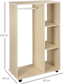 Guarda roupa 80 x 40  x 128 cm móvel Cor carvalho claro