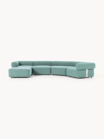 Sofá modular grande em bouclé Anton com pufe (esquerdo/direito)